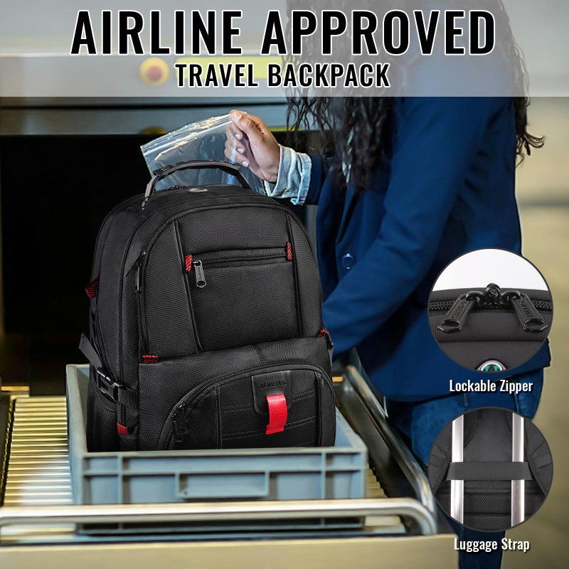 YOREPEK Travel Backpack  15.6 Inch Laptop Backpacks for Men Women  Water Resistant College Backpack Airline Approved Business Work Bag with USB Charging Port Fits 15.6 Inch Computers  Black - Image 5